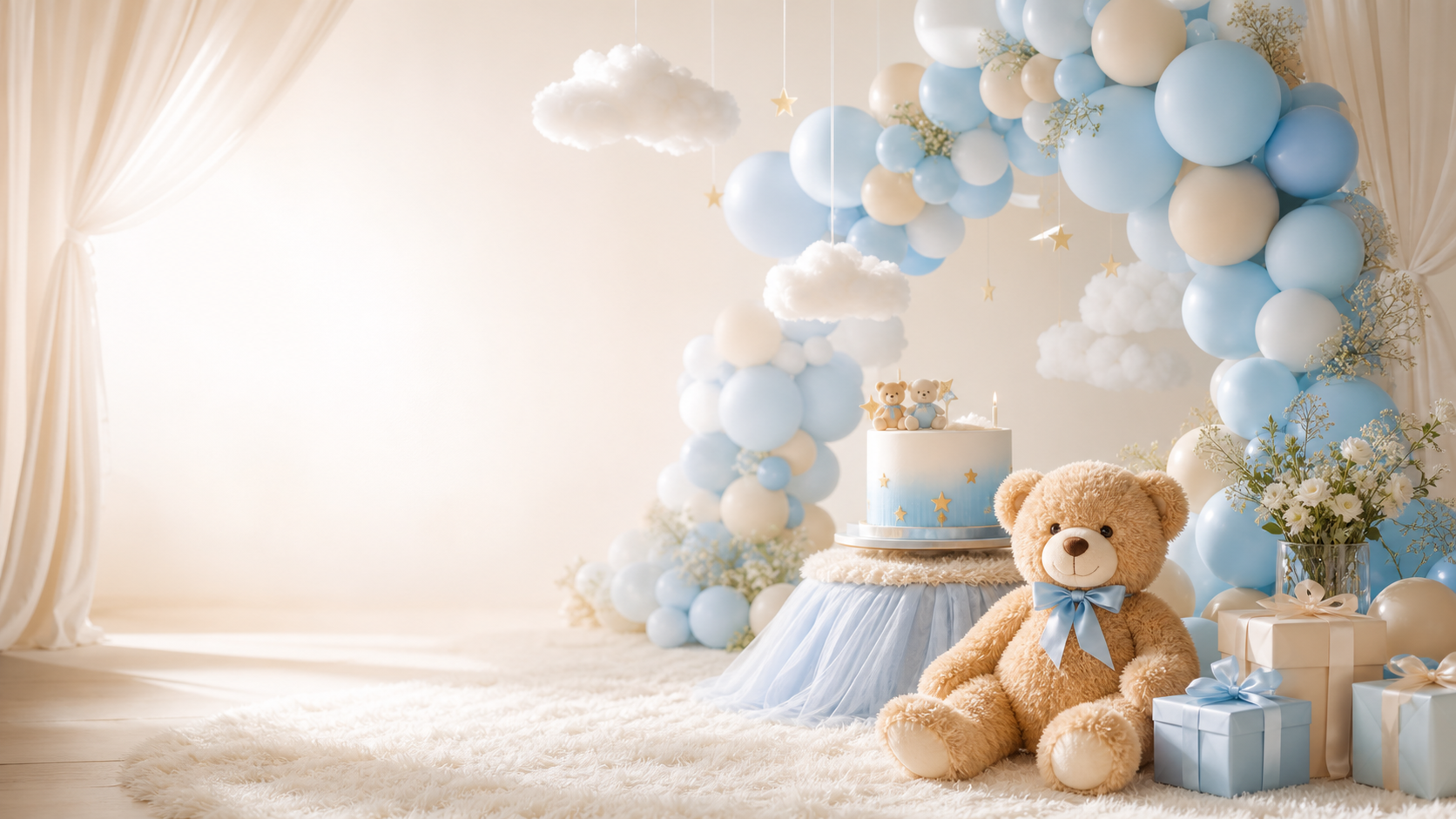Blue teddy bear baby shower preview